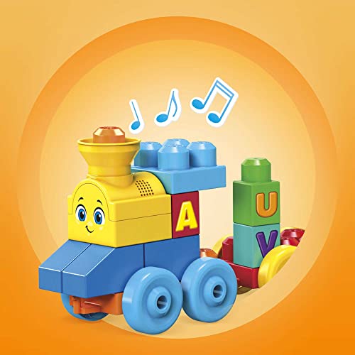 MEGA Bloks Bouwspeelgoed. ABC-blokkentreinset met geluiden en muziek, muzikale ABC-trein, educatief speelgoed voor peuters van 1 - 3, FWK22 - Image 4