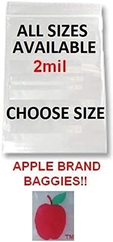 10000 PACK APPLE BRAND 2mil CLEAR BAGS 10,000 baggies resealable plastic (20175)