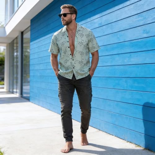 Image of Lymio Men Shirt || Men Embroidery Design Half Sleeve Cotton Shirt (Available Also Packs) (Embro-Flower)