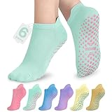 Muezna 6 Pairs Pilates Grip Socks for Women, Non Slip Yoga Socks with Grips, Grippy Socks for Barre, and Hospital