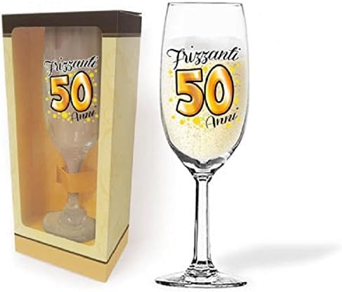 Flute Vetro Bicchiere Flute 40 Anni - Vetro Con Glitter Oro, Regalo Compleanno Compleanno 40 Anni Addobbi - Foto 3