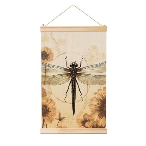Poster en bois libellule pour une ambiance salon vintage