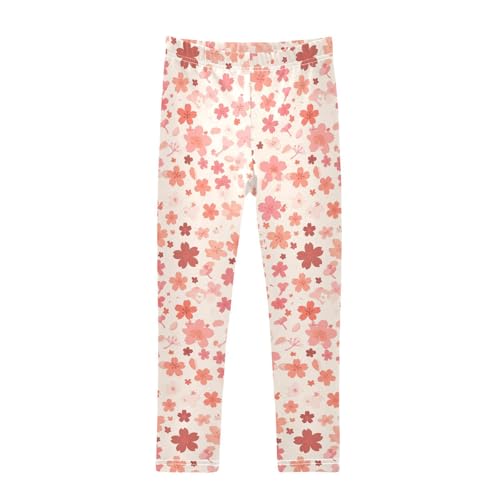 KLL Cherry Blossoms Toddler Girl Cotton Pants Casual High Waisted Athleisure Pants Sports