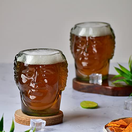 Image of KAVI Old Monk Bottle Upcycled Drinking Glasses, | Recycled Glass Tumblers, Eco-Friendly, Durable & Stylish | 600ml, Set of 2