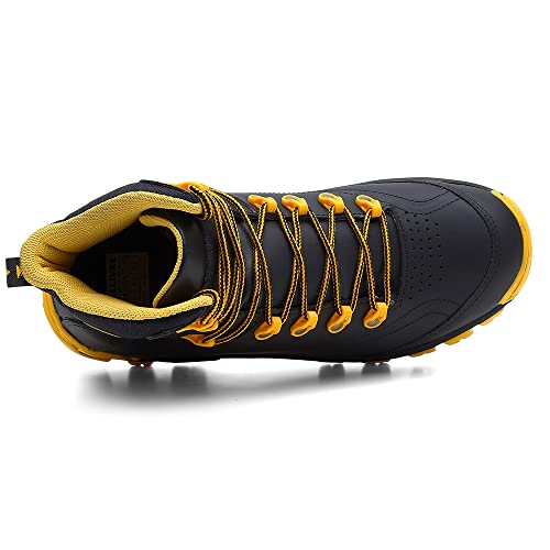 Bota Masculina Coturno Em Couro (40, Preto/Amarelo)
