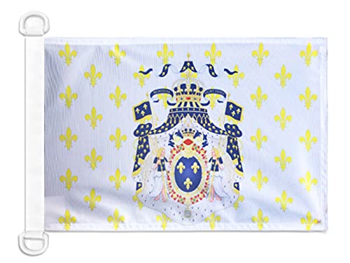 AZ FLAG - Drapeau Royaume de France Grandes Armes - 45x30 cm - Pavillon Nautique Royaliste Fleur De Lys Spécial Bateau Et Extérieur En Maille Bloquée Avec...
