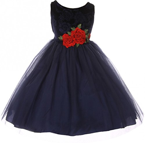 Little-Girls-Sleeveless-Floral-Velvet-Rose-Tulle-Christmas-Flower-Girl-Dress-Navy-4-K39D6