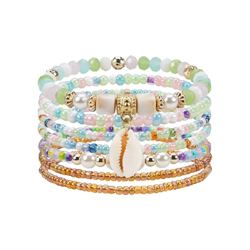 Bracelet de perles empilable bohème multicolore multicouche pour femme
