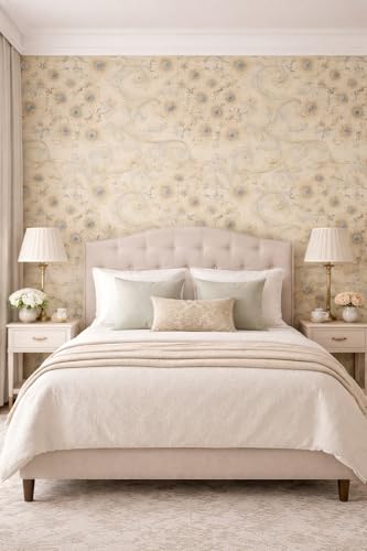 Image of CVD 3D Cream Wallpaper | Peel & Stick Self Adhesive Wallpaper | Waterproof & Removable | Home Decor for Bedroom, Living Room & TV Wall (70 x 70 cm, Approx. 5.8 Sq. Feet, 1 Piece)