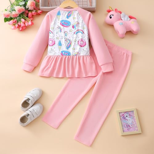 Image of DDSOL Toddler Girl Clothes Raglan Sleeve Peplum Top Heart Embroidery Pant Set Fall Winter Clothing 2-8 Years