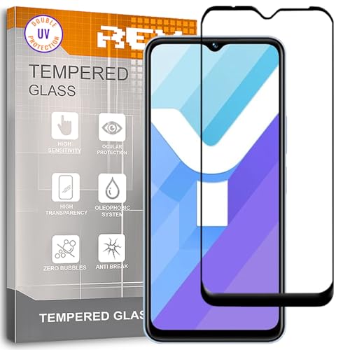 REY Protector de Pantalla para Vivo V23e 5G - Vivo Y77 5G, Cristal con Doble Protección UV, Vidrio Templado Premium 9H+