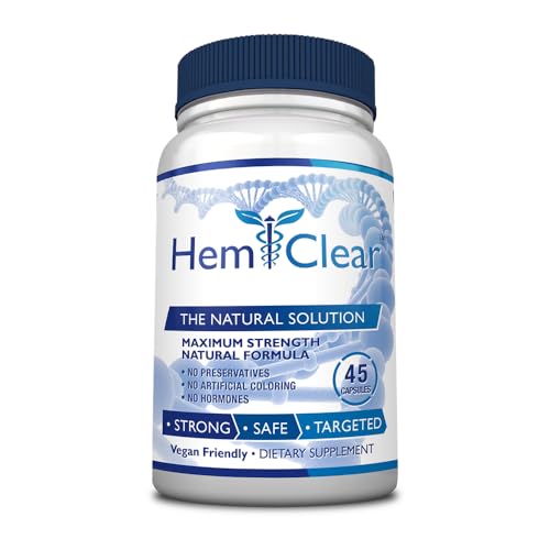 HemClear for Hemorrhoids - Vegan 100% Natural Formula for Hemorrhoid Relief & Vascular Health - Maximum Strength 1 Bottle