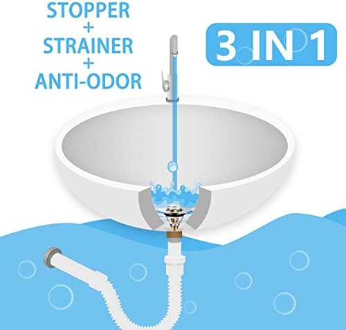 WHonor Pop Up Sink Plugs Universal Bathroom Basin Plug, 34-38 mm Basin Pop Up Sink Drain Strainer, Anti Clogging Sink Drain Filter with Hair Catcher