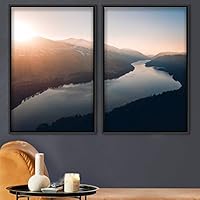 2 Piece Framed Canvas Wall Art Sunset in The Lake Canvas Prints Home Artwork Decoration for Living Room,Bedroom - 16