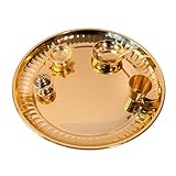 Brass Pooja Thali Set with Accessories, Traditional Golden Prayer Plate for Rituals and Festivals