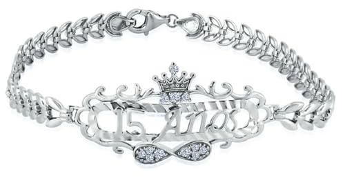 CloseoutWarehouse Cubic Zirconia Quinceñera Princess 925 Sterling Silver Bracelet