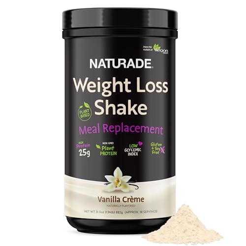naturade weight loss shake meal replacement 18 servings - 25g plant-based protein cla fiber amp 18 vitamins and minerals designed to curb cravings and boost daily nutrition - vanilla creme