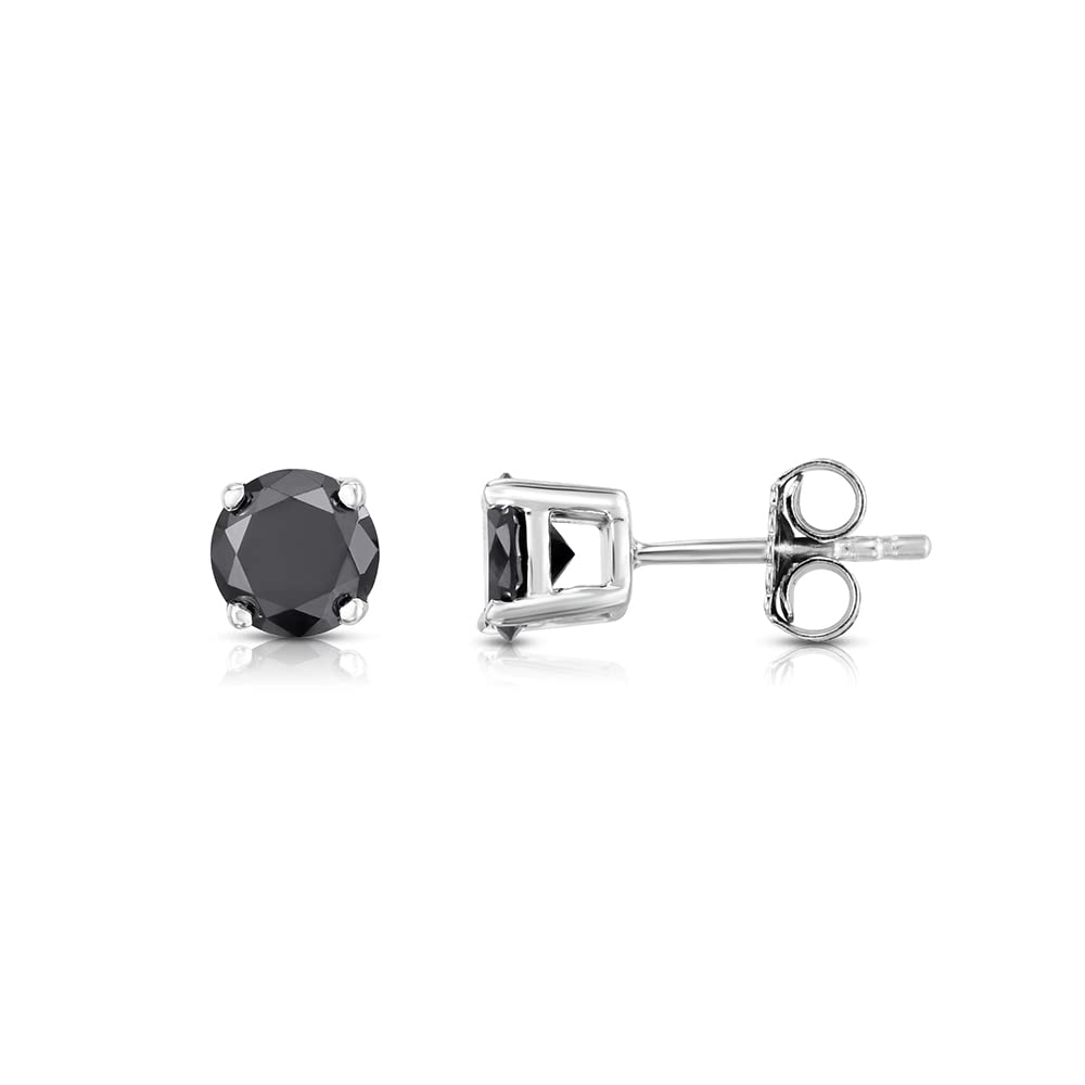 Natalia Drake Round Cut Black Diamond Stud 925 Sterling Silver Earrings for Men or Women