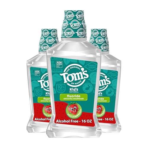 Toms of Maine Childrens Anticavity Fluoride Rinse Mouthwash Silly Strawberry 16 oz. 3-Pack