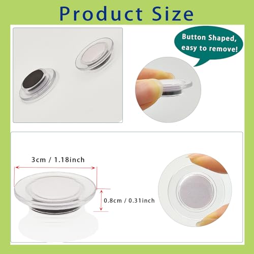 PYJLBX 42 Pack Strong Fridge Magnets, Small Round Transparent White Magnets for Whiteboard Notice Board, Office & Crafts - Image 3