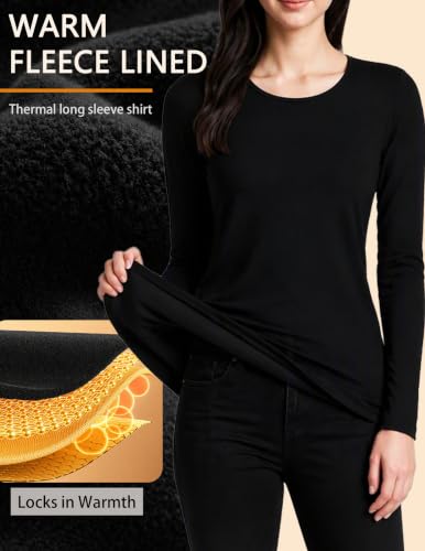 Women Long Sleeve Tops Trendy Thermal Shirts Fall Fitted Micro Fleece Tee | Lightweight Going Out Undershirt，Fitted Fleece Sweaters,Warm T-Shirts for Cold Weather, Soft Heat Shirts,Basic Thin Blouse - image 2