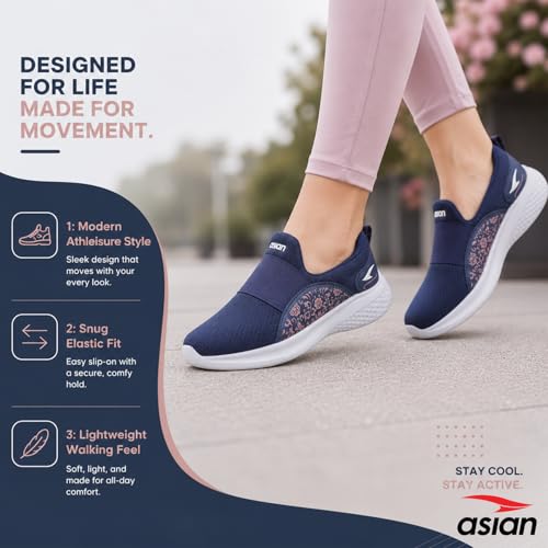 Image of ASIAN Style Walk-02 Women Walking Shoes with Memory Foam Cushion, Lightweight Slip-On Design, Breathable Upper Stylish Casual Shoes