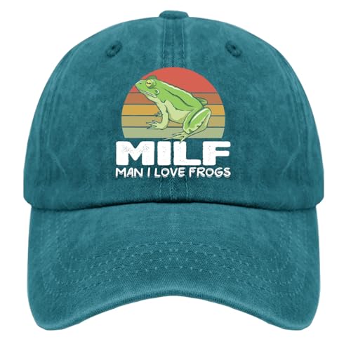 Paunook Milf Man i Love Frogs Sun Hat Women’s Hat Cyan Blue Golf Hats Men Gifts for Him Running Cap