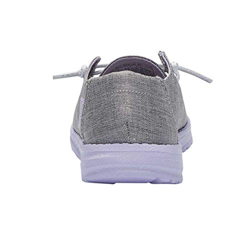Image of HEYDUDE Girl's Wendy Youth Sparklng Grey Lilac Size 3 | Girl's Shoes | Girl's Lace Up Loafers | Comfortable & Light-Weight