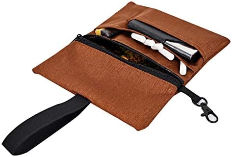 Klykon Tobacco Pouch with Zip Waterproof Rolling Tobacco Holder Cigarette Bag Case for Smoking Utensils Gifts for Smokers,Men & Women (Brown)
