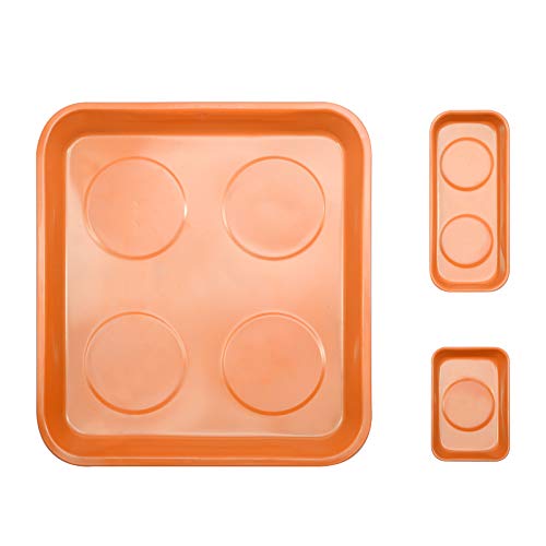 3-Piece Magnet Trays Set (10.5' x 11.5' / 5.9' x 2.5' / 3.6' x 2.4' Square), Stainless Steel Magnetic Trays Tools Parts Tray Holder For Small Parts & Tool Organization