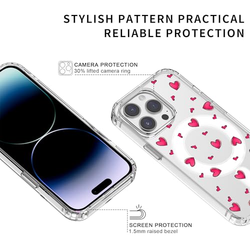 Coque magnétique iPhone 15 Pro antichoc et transparente cœur de pêche - 3