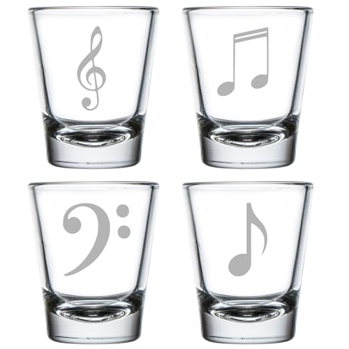 Set of 4 Shot Glasses 1.75oz Shot Glass Gift Music Notes Collection