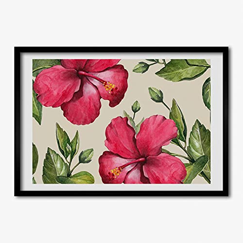 Cadre photo 70x50 cm Tulup pour habiller un mur vide sans effort avec un tableau hibiscus rose