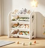 Kennkari おもちゃ収納ラック 4段 絵本棚 子供用 HDPE おもちゃ箱 インナーボックス付 大容量 オモチャ収納 スリム キッズ 仕切り 小物 収納棚 知育 片付け習慣 整理整頓 子ども用シェルフ 子供部屋 保育園 入学 入...