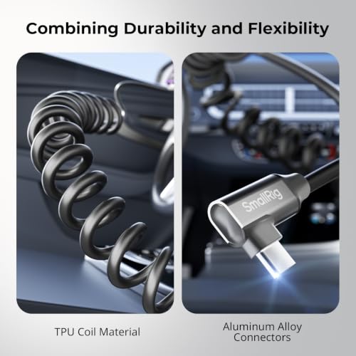 Image of SmallRig USB C to USB C Coiled Data Cable (Straight to Angled), 240W PD 3.1 Fast Charging Cable, USB 2.0 Data Transfer, TPU Coiled Design, Aluminum Alloy Shell for iPhone, Laptops, Tablets & More-5730