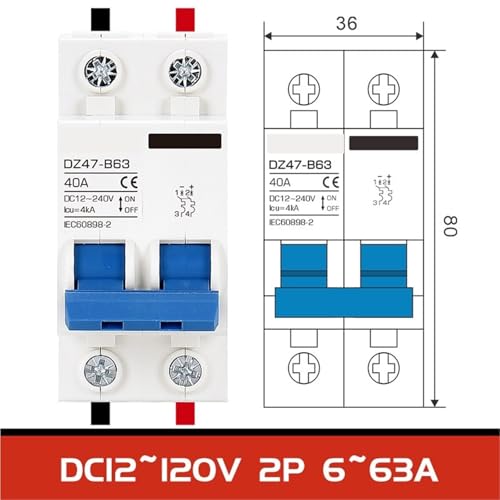 Disjoncteur DC MCB DZ47 12V 24V 240V interrupteur protection batterie