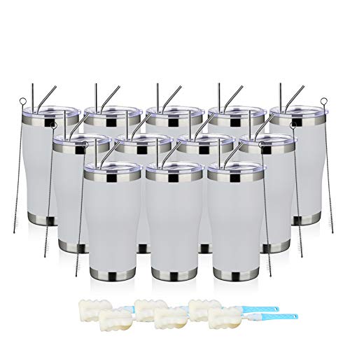 Best Cyber Monday 🔥 MEWAY 20oz Stainless Steel Tumblers 12 Pack Bulk, Vacuum Insulated Coffee Cup with Lid,Double Wall Powder Coated Travel Mug Gift,Thermal Cups Keep Drinks Cold & Hot(White,Set of 12) Best Promo MEWAY 20oz Stainless Steel Tumblers 12 Pack Bulk, Vacuum Insulated Coffee Cup with Lid,Double Wall Powder Coated Travel Mug Gift,Thermal Cups Keep Drinks Cold & Hot(White,Set of 12)