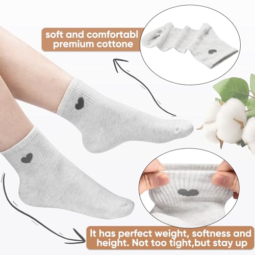 Image of Corlap Women's Cotton Crew Socks - Ankle High Fun Cute Heart Casual Dress Athletic Socks - 5Pairs Gifts for Mother /Her