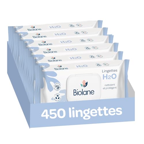 BIOLANE - Lingettes bébé à l'eau - 450 Lingettes - Lot de 6x75 - ...