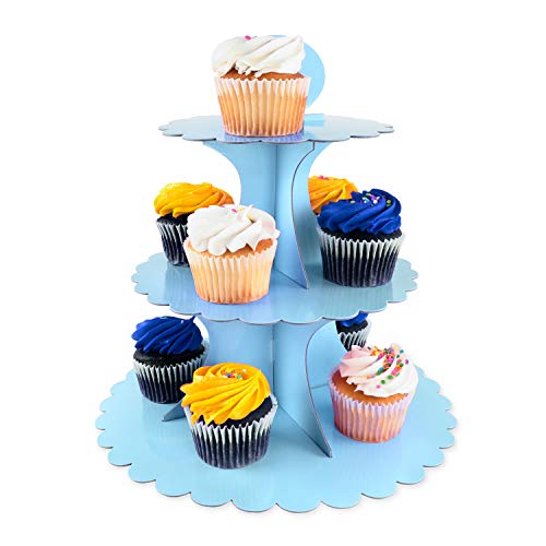 Creative Product 3 Tier Cupcake Cardboard Stand with Blank Canvas Design for Pastry Servings Platter, Birthdays, Dessert Tower Decorations (1 Stand) (Blue) Creative Product 3 Tier Cupcake Cardboard Stand with Blank Canvas Design for Pastry Servings Platter, Birthdays, Dessert Tower Decorations (1 Stand) (Blue)