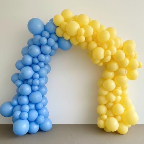 Image of Regular Balloon Combo For Decoration with Glue Dots & Balloon Arch Strip - Party Decor Set For Easy Party Setup (BLUE YELLOW, 50)