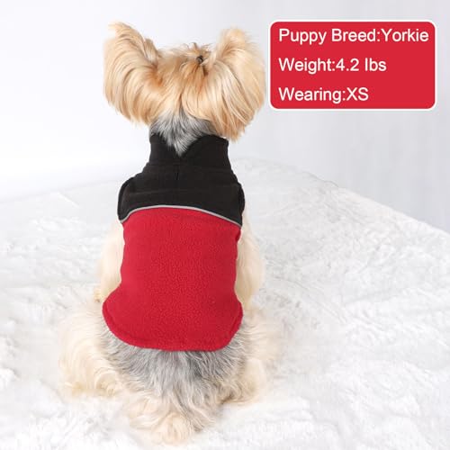 Image of Dog Clothes for Small Dogs Fleece Vest Dog Sweater Boy Girl, Warm Pullover Fleece Doggie Jacket, Winter Pet Ourfit Chihuahua Sweater - Yorkie Clothes (Black + Red, Medium)