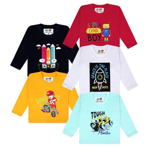 Image of superminis Boy's /Girls Cotton Round Neck Full Sleeves Regular Fit T Shirts With Trendy And Fun Prints