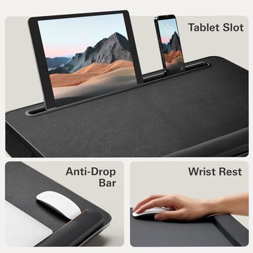 Huanuo B0B3MY89VZ Laptop Bed Desk, Computer Lap Tray For Couch Sofa Floor, Foldable Table With Height Adjustment & 35° Adjustable Tilt Angle thumb #1