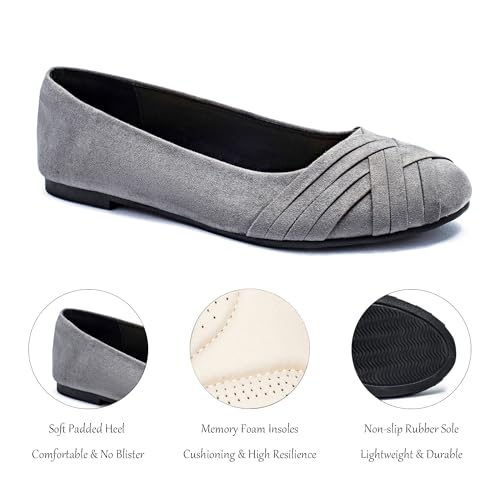 Image of Veittes Women's Wide Width Flat Shoes, Dressy Round Toe Slip On, Soft Comfortable Office Work Daily Walking Ballet Flats.