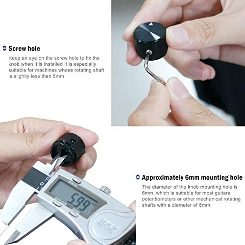 Image of Taiss / 2pcs Black Aluminum Rotary Electronic Control Potentiometer Knob for 6 mm Diameter Shaft, Volume Control Knobs, Audio knob, Guitar KnobsiA'Switch Knobs, 20mm Dia. x 15.5mm Height