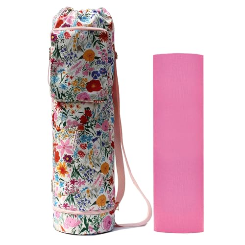 ESVAN Yoga Mat Bag with Multi Pockets Drawstring Yoga Mat Carrier...
