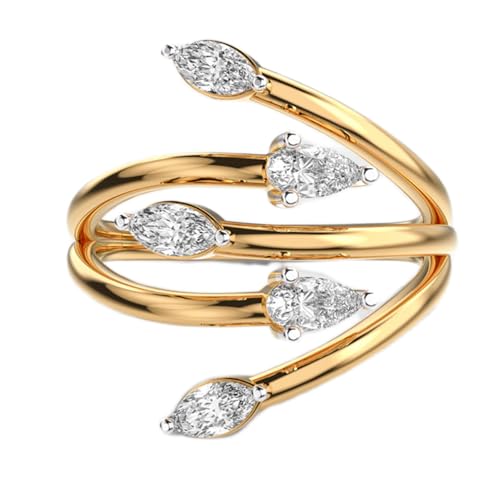 Bague cocktail argent 925 plaqué or moissanite pour femme