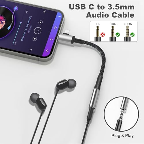 Image of Wefly USB C Headphone Adapter, 2 in 1 Type C to 3.5 mm Jack AUX Compatible with 1Phone 16 Pro Max /15 Pro Max, Sam /Sung S24 /S23 Ultra, 1Pad Pro, Pixel (3.5mm Audio Auxiliary)