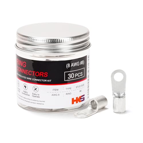 Terminales de anillo AWG 8 con baño de estaño anticorrosión para crimpado de cables de 6-10mm²